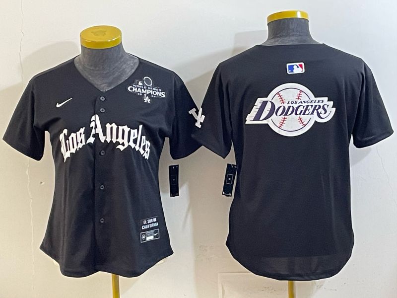 Women 2026 Los Angeles Dodgers Blank Black Game Nike MLB Jersey style 0033->women mlb jersey->Women Jersey